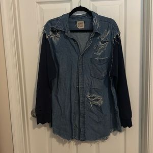 Furst of a Kind Distressed Oversized Denim Shirt from LF